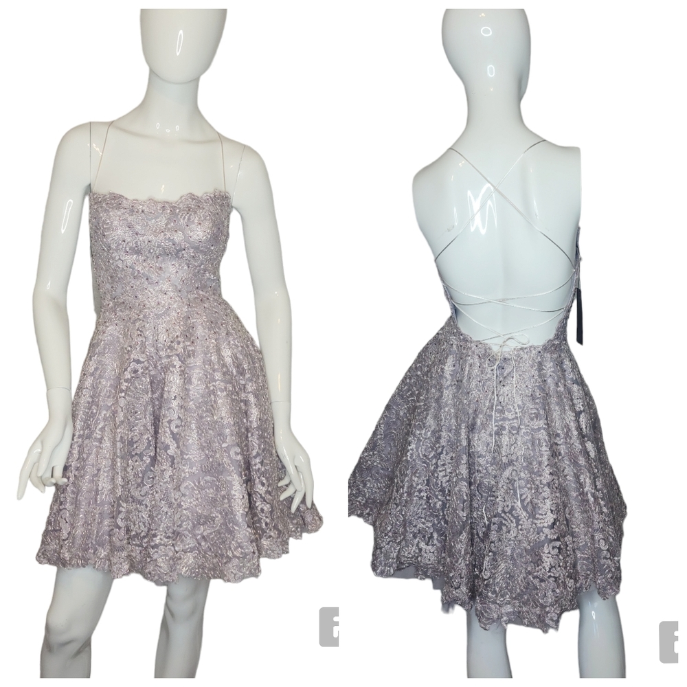 Boutique J'Adore designer Strappy Floral Lace Corset Sweetheart neckline Formal